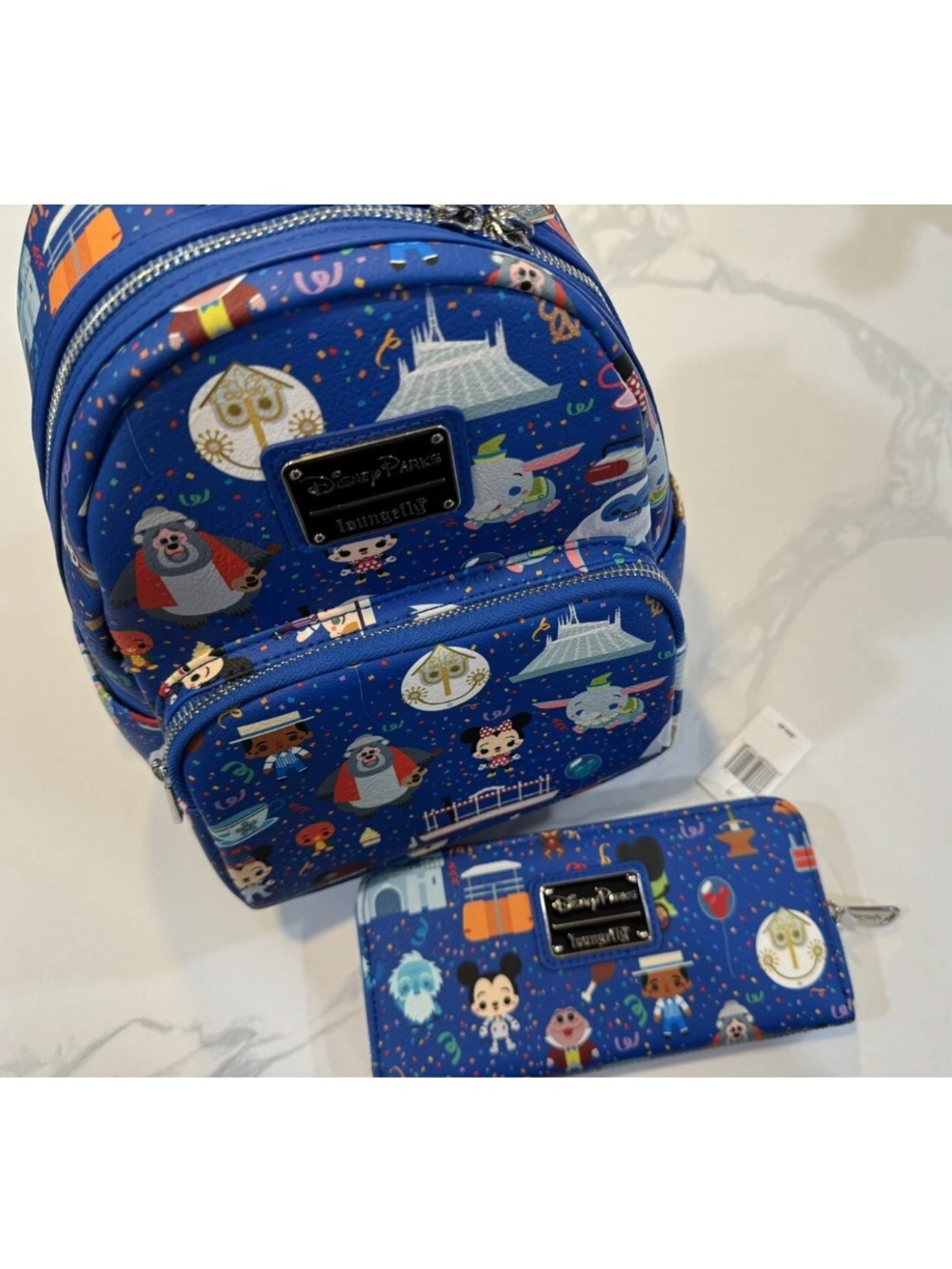 Disney Blue Kids Backpack and Wallet Set with Character Print